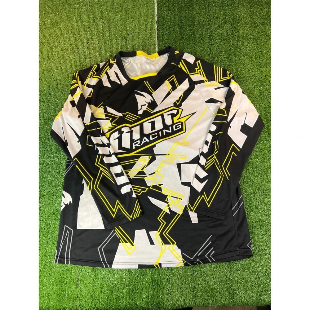 Thor Racing‎ Long Sleeve Motocross Jersey Men Black White Yellow Graphic XL